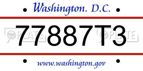 77887T3 District Of Columbia License Plate
