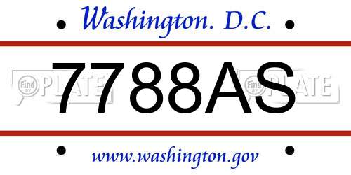 7788AS District Of Columbia License Plate