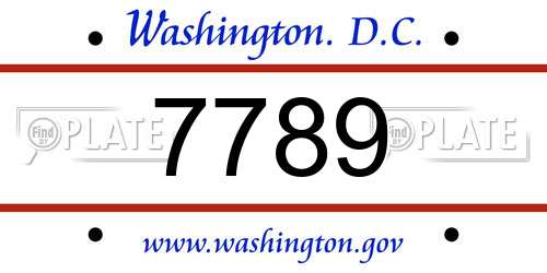 7789 District Of Columbia License Plate