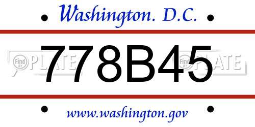 778B45 District Of Columbia License Plate