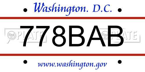 778BAB District Of Columbia License Plate