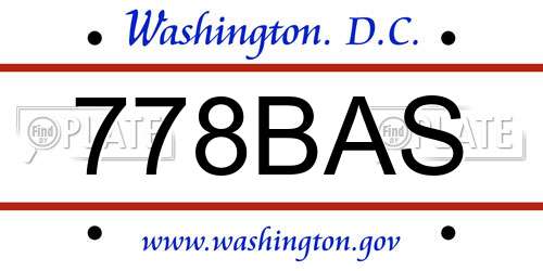 778BAS District Of Columbia License Plate