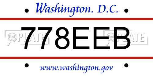 778EEB District Of Columbia License Plate