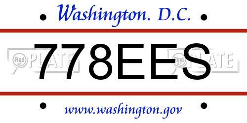 778EES District Of Columbia License Plate