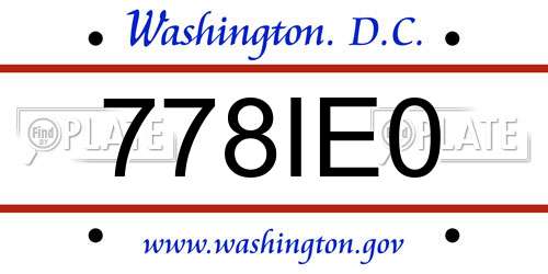 778IE0 District Of Columbia License Plate