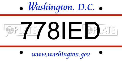 778IED District Of Columbia License Plate