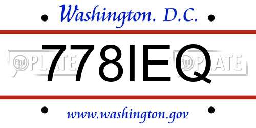 778IEQ District Of Columbia License Plate