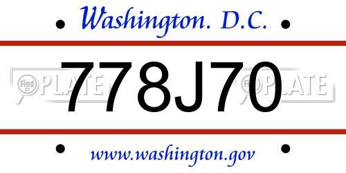 778J70 District Of Columbia License Plate