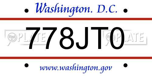 778JT0 District Of Columbia License Plate