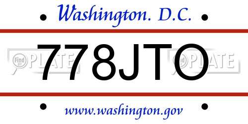 778JTO District Of Columbia License Plate