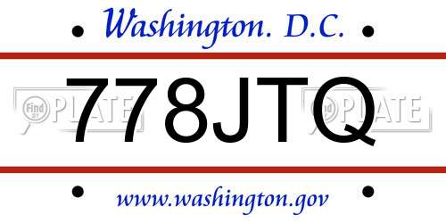 778JTQ District Of Columbia License Plate
