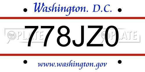 778JZ0 District Of Columbia License Plate