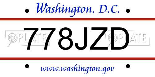 778JZD District Of Columbia License Plate