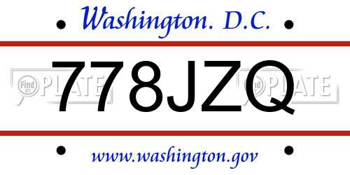 778JZQ District Of Columbia License Plate