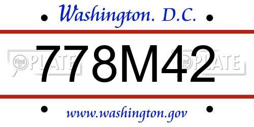 778M42 District Of Columbia License Plate