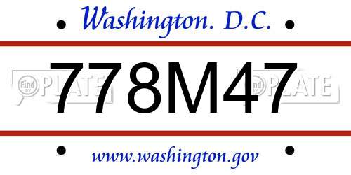 778M47 District Of Columbia License Plate