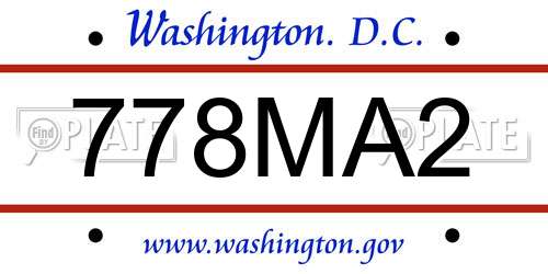 778MA2 District Of Columbia License Plate