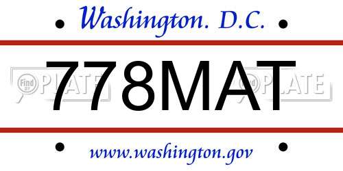 778MAT District Of Columbia License Plate
