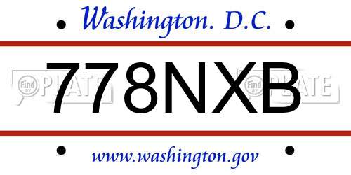 778NXB District Of Columbia License Plate