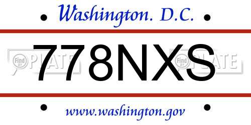 778NXS District Of Columbia License Plate