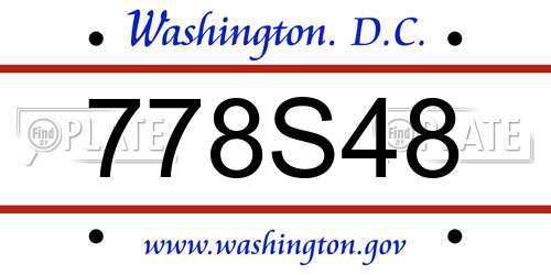 778S48 District Of Columbia License Plate