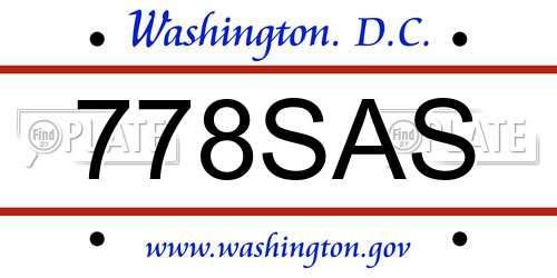 778SAS District Of Columbia License Plate