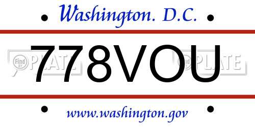 778VOU District Of Columbia License Plate