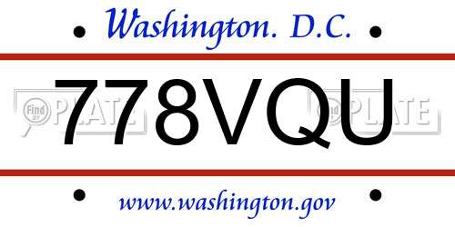 778VQU District Of Columbia License Plate