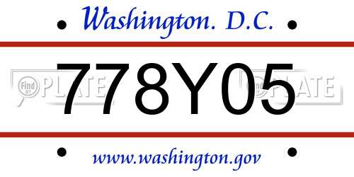 778Y05 District Of Columbia License Plate