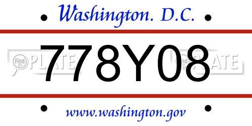 778Y08 District Of Columbia License Plate