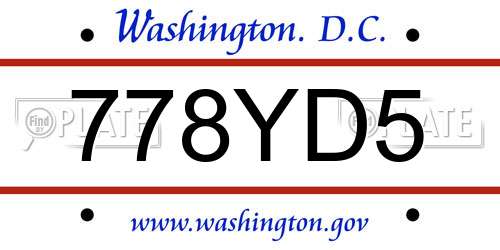 778YD5 District Of Columbia License Plate