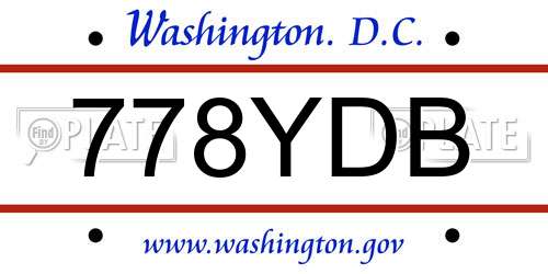 778YDB District Of Columbia License Plate