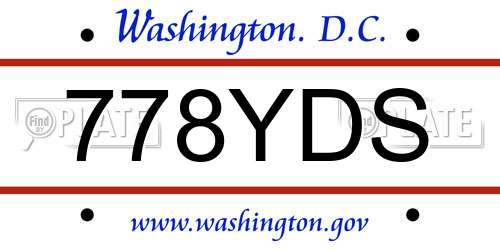 778YDS District Of Columbia License Plate