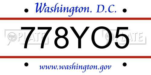 778YO5 District Of Columbia License Plate