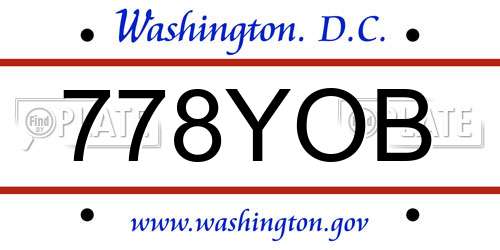 778YOB District Of Columbia License Plate