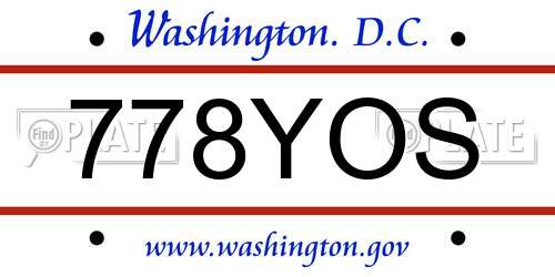 778YOS District Of Columbia License Plate