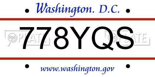778YQS District Of Columbia License Plate