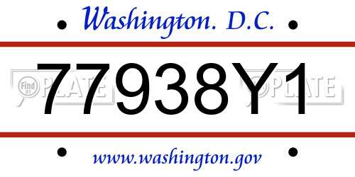 77938Y1 District Of Columbia License Plate