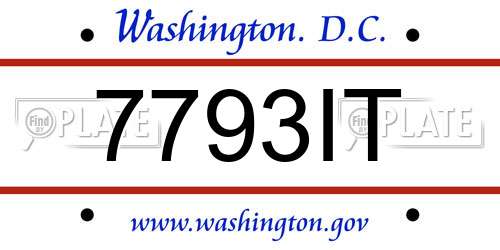 7793IT District Of Columbia License Plate