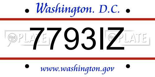 7793IZ District Of Columbia License Plate
