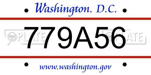 779A56 District Of Columbia License Plate