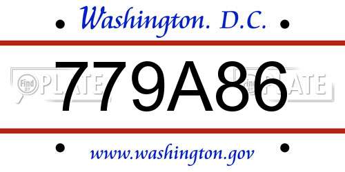 779A86 District Of Columbia License Plate