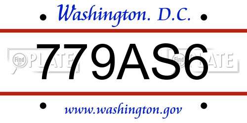 779AS6 District Of Columbia License Plate