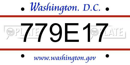 779E17 District Of Columbia License Plate