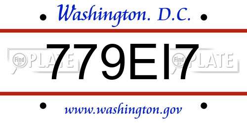 779EI7 District Of Columbia License Plate