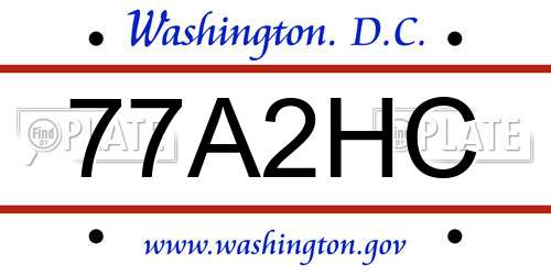77A2HC District Of Columbia License Plate