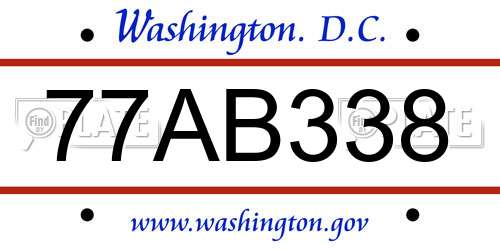 77AB338 District Of Columbia License Plate