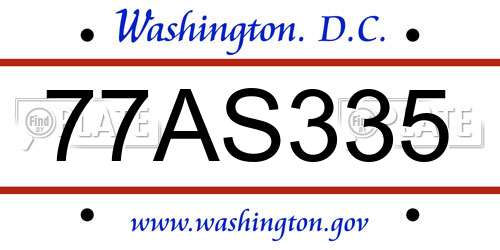 77AS335 District Of Columbia License Plate
