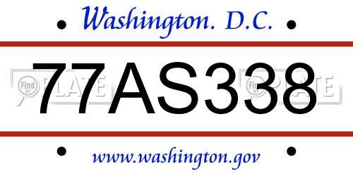 77AS338 District Of Columbia License Plate