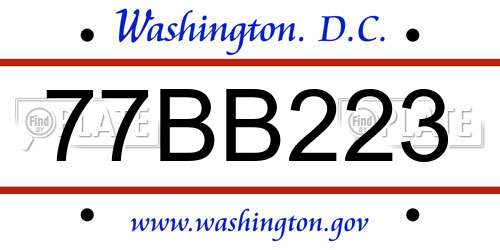 77BB223 District Of Columbia License Plate